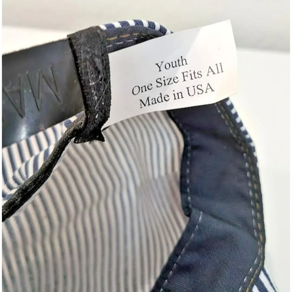 Youth‎ Train Conductor SnapBack, Railroad Pin,  Blue Striped Cap, Made In USA